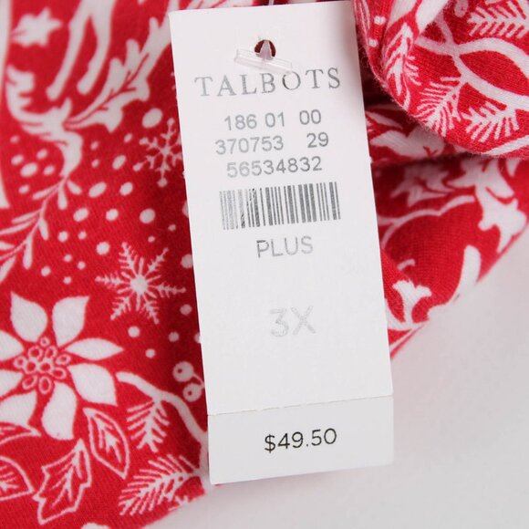 Talbots NWT Red & White Reindeer Christmas Long Sleeve Top - Picture 5 of 7